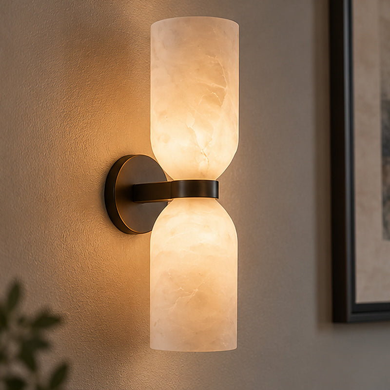Modern hotel Double-Cylinder Alabaster-Style Wall Sconce