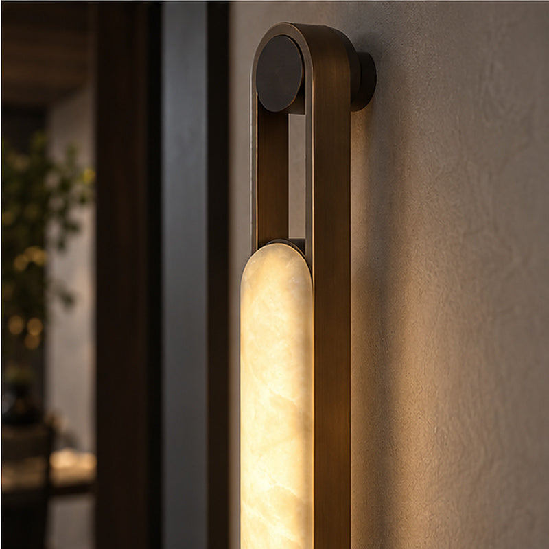 Quiet luxury Elongated Capsule Alabaster-Style Wall Sconce