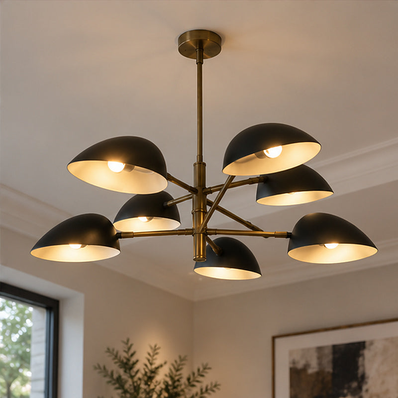 Mid-century modern Black Multi-Dome Branch Chandelier