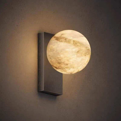 Celestial modern Moon Orb Alabaster-Style Wall Sconce