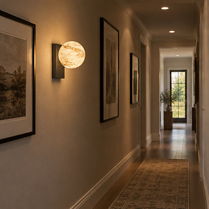 Celestial modern Moon Orb Alabaster-Style Wall Sconce