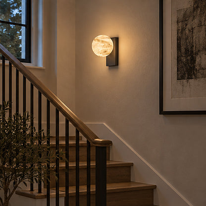 Celestial modern Moon Orb Alabaster-Style Wall Sconce