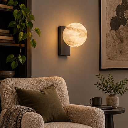 Celestial modern Moon Orb Alabaster-Style Wall Sconce