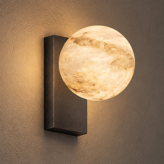 Celestial modern Moon Orb Alabaster-Style Wall Sconce