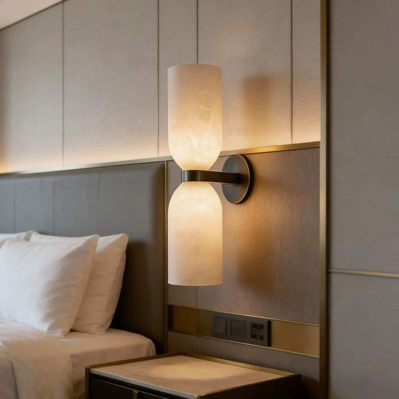 Modern hotel Double-Cylinder Alabaster-Style Wall Sconce
