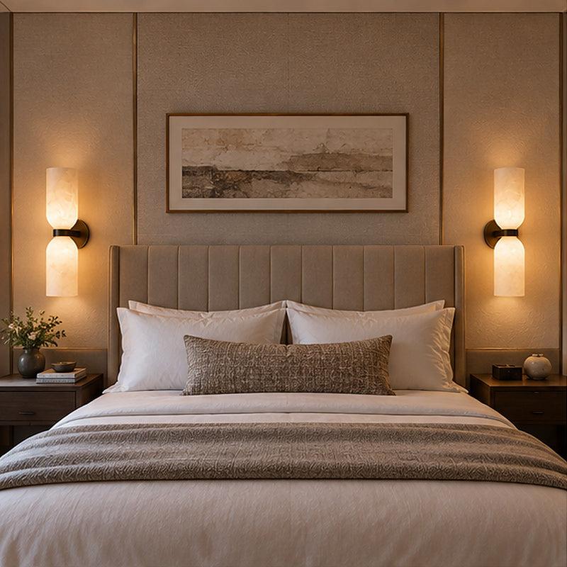 Modern hotel Double-Cylinder Alabaster-Style Wall Sconce
