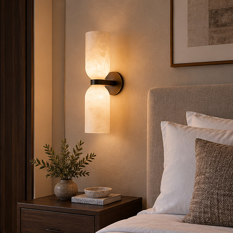 Modern hotel Double-Cylinder Alabaster-Style Wall Sconce