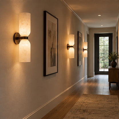 Modern hotel Double-Cylinder Alabaster-Style Wall Sconce