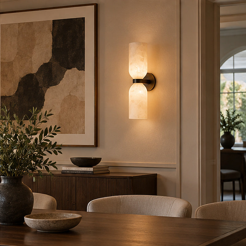 Modern hotel Double-Cylinder Alabaster-Style Wall Sconce