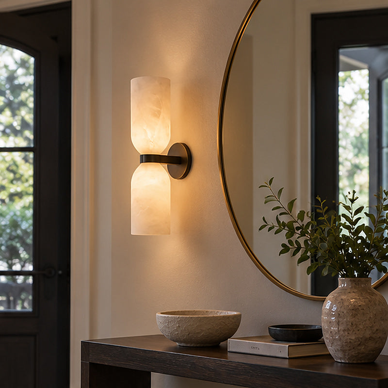 Modern hotel Double-Cylinder Alabaster-Style Wall Sconce