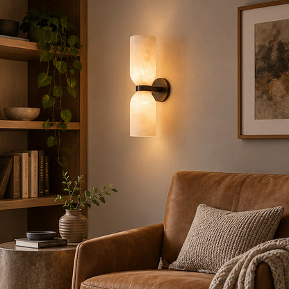 Modern hotel Double-Cylinder Alabaster-Style Wall Sconce