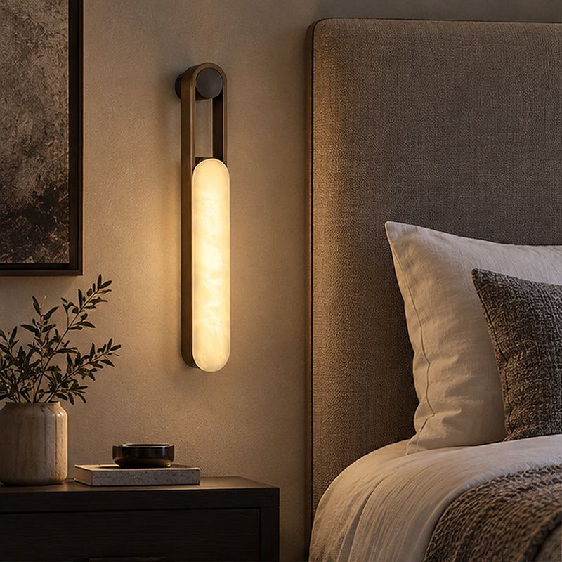 Quiet luxury Elongated Capsule Alabaster-Style Wall Sconce