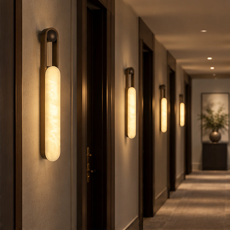 Quiet luxury Elongated Capsule Alabaster-Style Wall Sconce