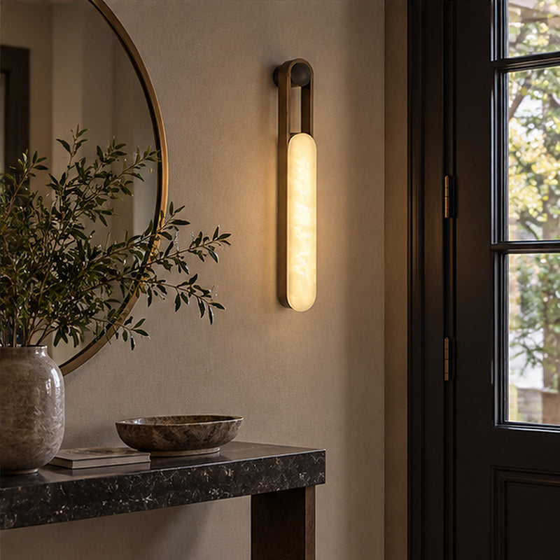 Quiet luxury Elongated Capsule Alabaster-Style Wall Sconce