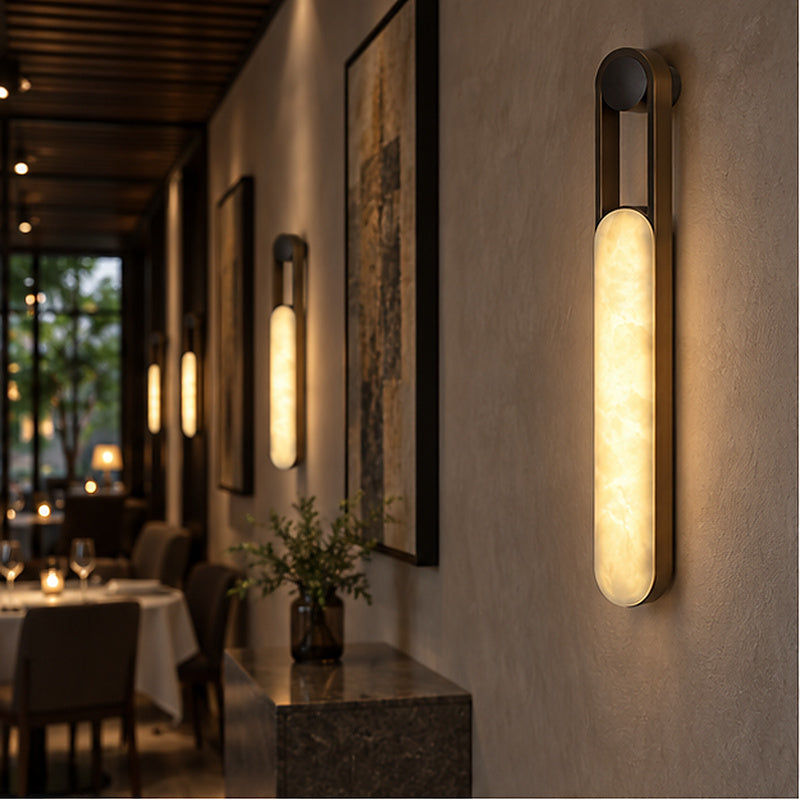 Quiet luxury Elongated Capsule Alabaster-Style Wall Sconce