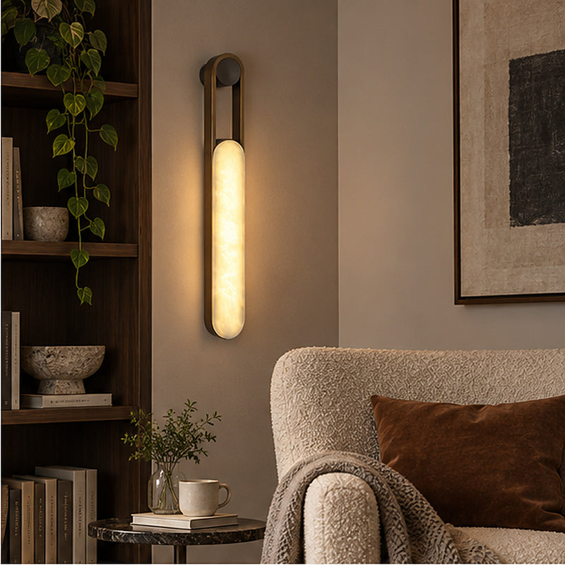 Quiet luxury Elongated Capsule Alabaster-Style Wall Sconce