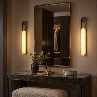 Quiet luxury Elongated Capsule Alabaster-Style Wall Sconce