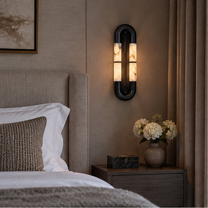 Graphic modern Oval Frame Alabaster-Style Block Wall Sconce