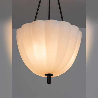Transitional luxe Petite Alabaster-Style Drum Chain Pendant