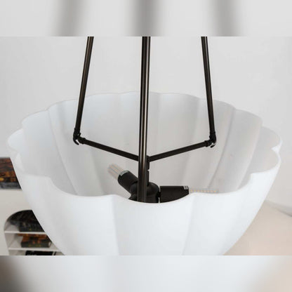 Transitional luxe Petite Alabaster-Style Drum Chain Pendant