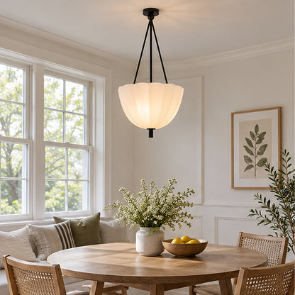 Transitional luxe Petite Alabaster-Style Drum Chain Pendant