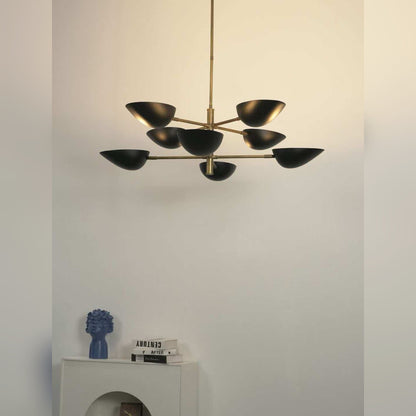 Mid-century modern Black Multi-Dome Branch Chandelier