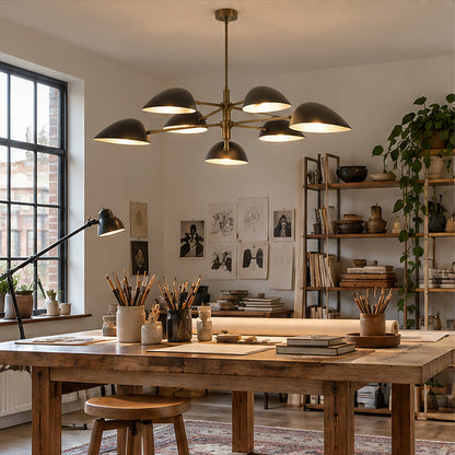 Mid-century modern Black Multi-Dome Branch Chandelier