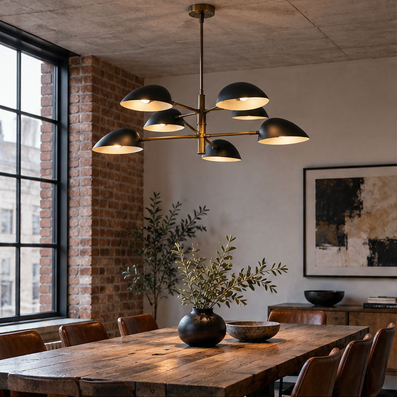 Mid-century modern Black Multi-Dome Branch Chandelier