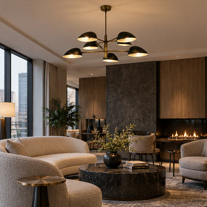 Mid-century modern Black Multi-Dome Branch Chandelier