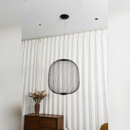 Airy industrial Black Wire Oval Cage Pendant